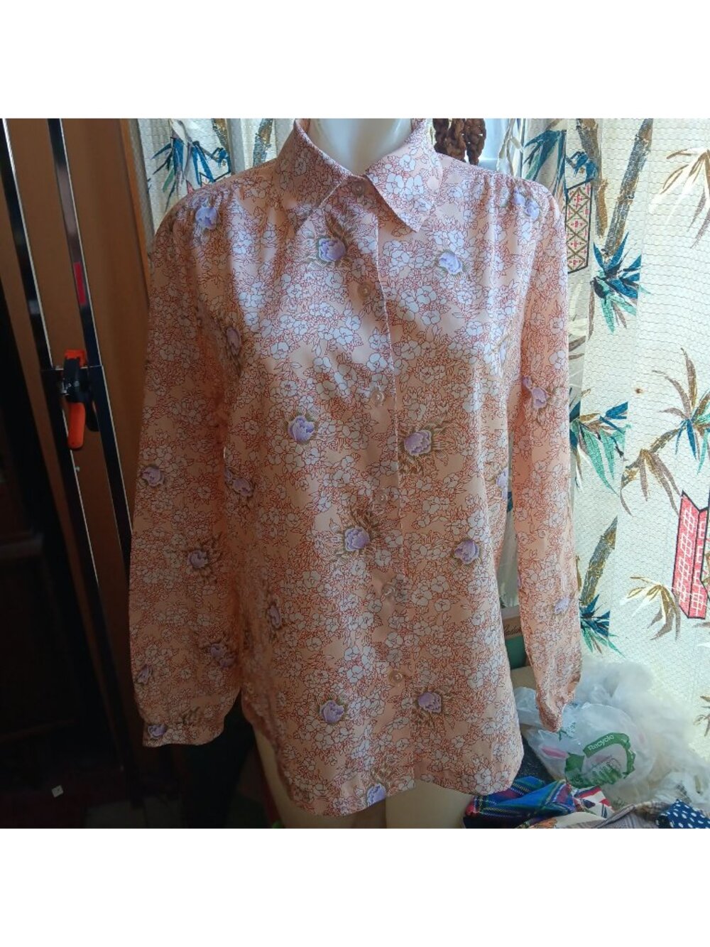 True Vintage Large 1980's Secretary Top Alice Stuart Floral Print Blouse